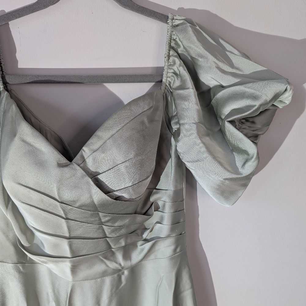 AW. Bridal Sage Green Dey Maxi Bridesmaid Dress Size 4 - Picture 5 of 11